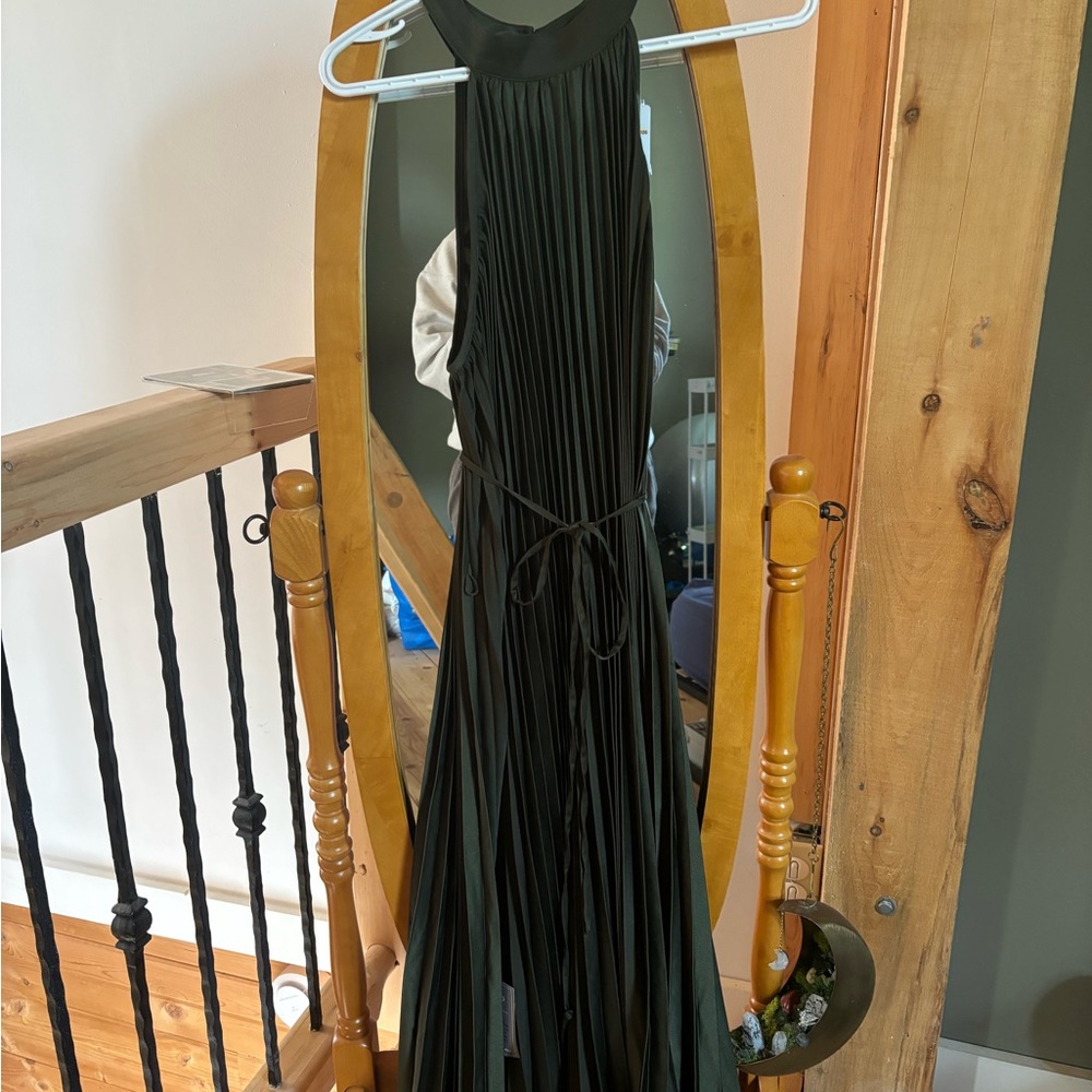 Le Chateau Green Pleated Midi Dress